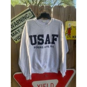 Vintage 90s USAF Robins USA Air Force Base Georgia Embroidered Sweatshirt Size L